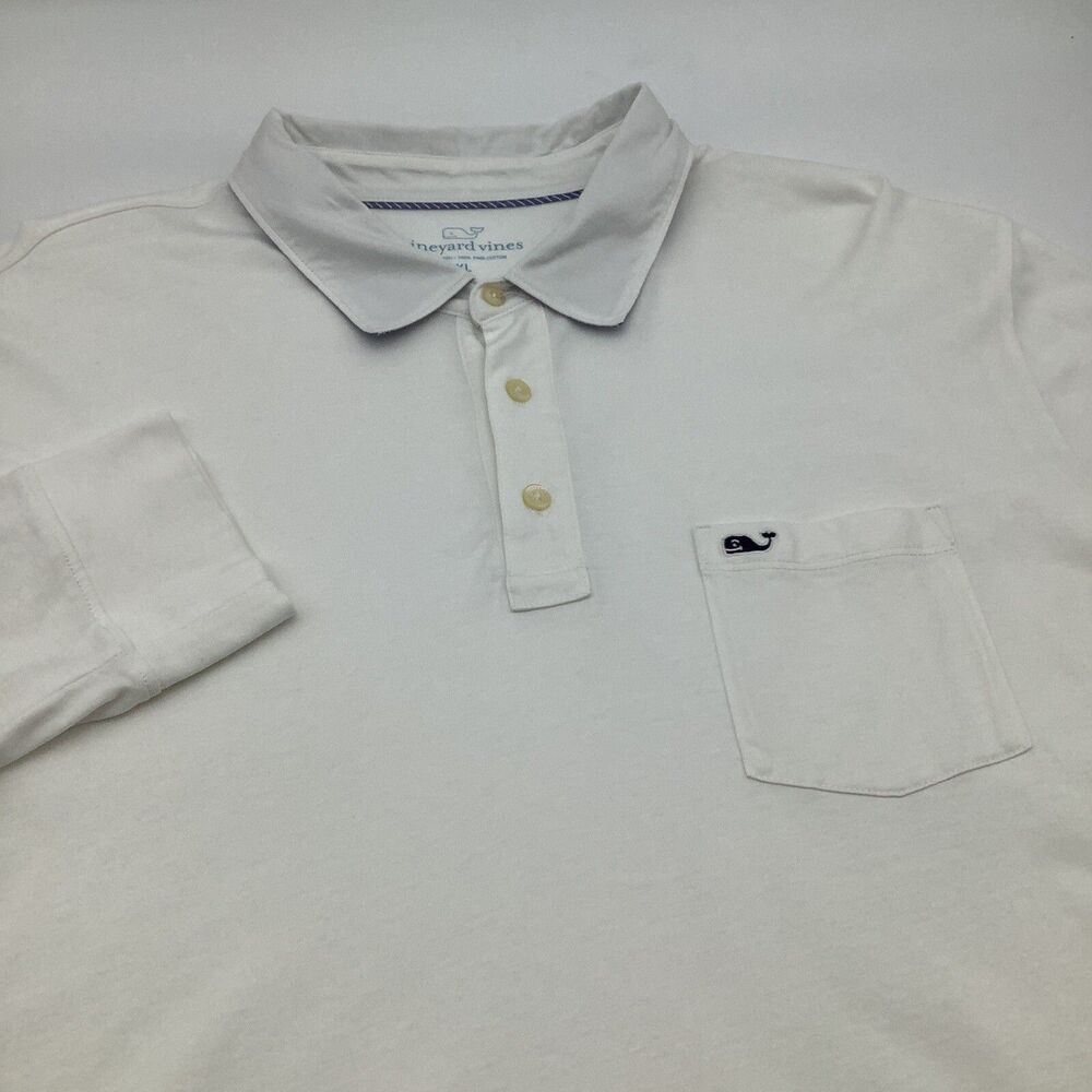 Vinyard Vines Mens Long Sleeve Pima Cotton Polo White Size XL